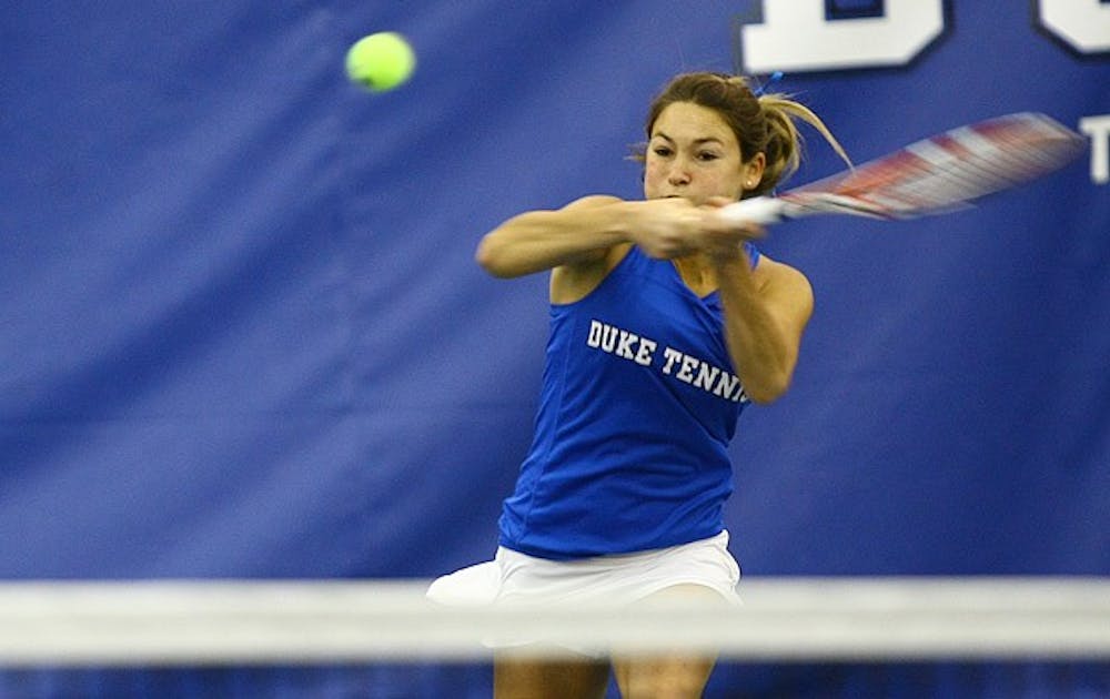 Senior Mary Clayton recorded her 100th career victory in Duke’s win against Wyoming this weekend.