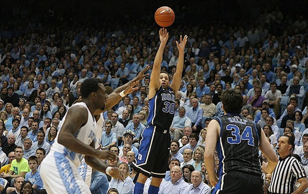 Senior guard Seth Curry had 18 points in the first half on 8-of-10 shooting from the field.