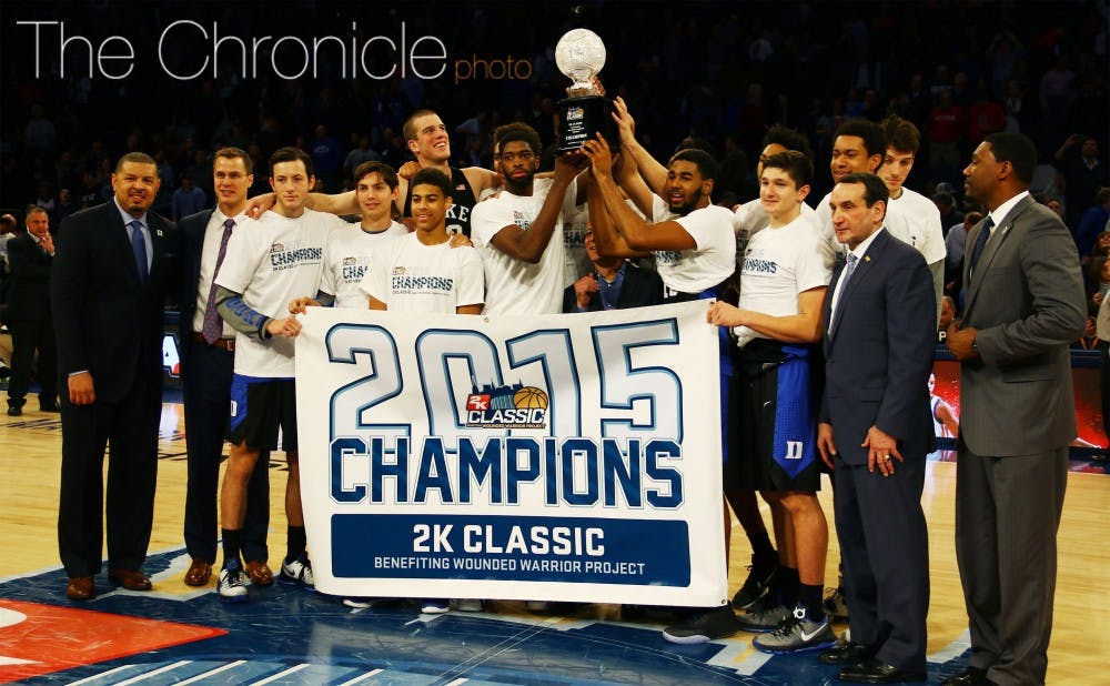 The Blue Devils brought the 2K Classic hardware back to Durham after a two-point win against Georgetown Sunday at Madison Square Garden.