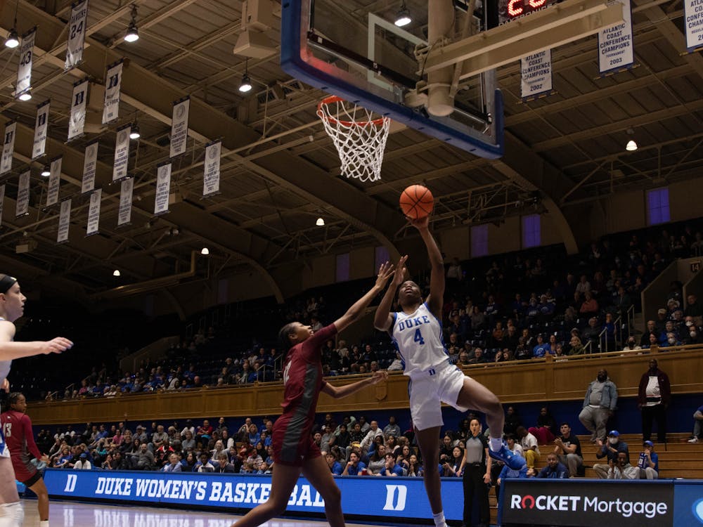 Freshman guard Jadyn Donovan fights for a basket during Duke's win against N.C. Central.