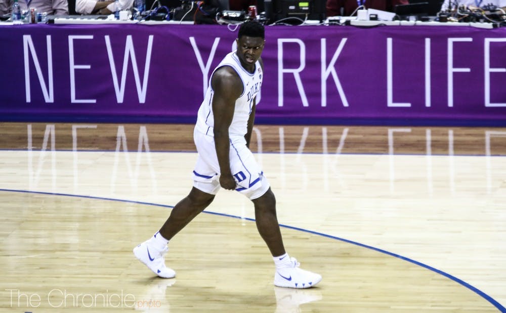 <p>Freshman Zion Williamson returned with force against Syracuse in Duke's first game of the ACC tournament, throwing down multiple first-half slams, and scoring 21 points.</p>