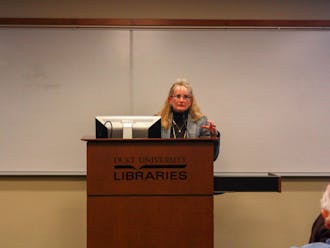 Susan Wynn, associate professor of the practice of education, speaking at Arts and Sciences Council.