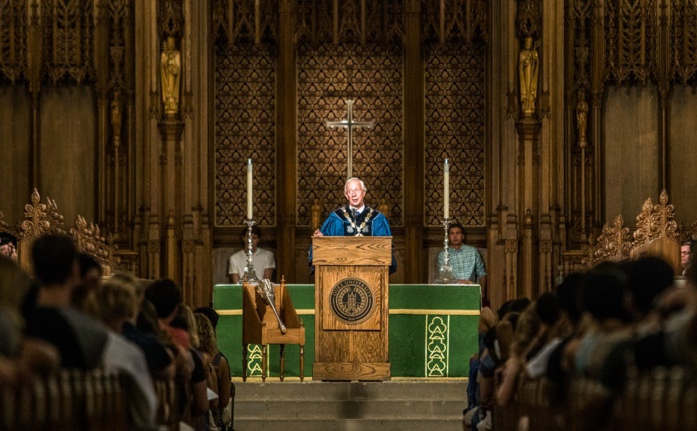 <p>President Richard Brodhead presided over Convocation Wednesday morning.&nbsp;</p>