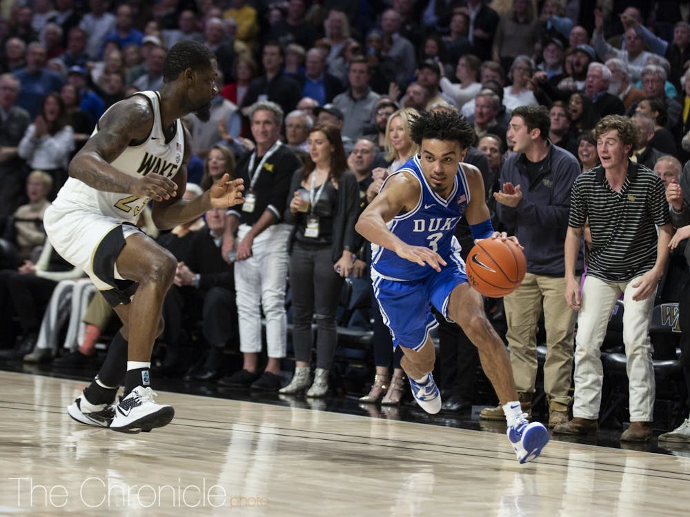 Sophomore point guard Tre Jones will be instrumental in pushing the pace of play Saturday against Virginia.