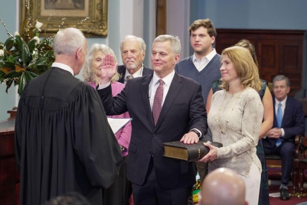 Josh Stein being sworn into office as North Carolina's 76th governor on Jan. 1, 2025.