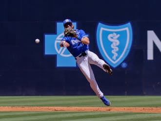 Alex Mooney fires off a throw on the move in Duke's sweep of Louisville. 