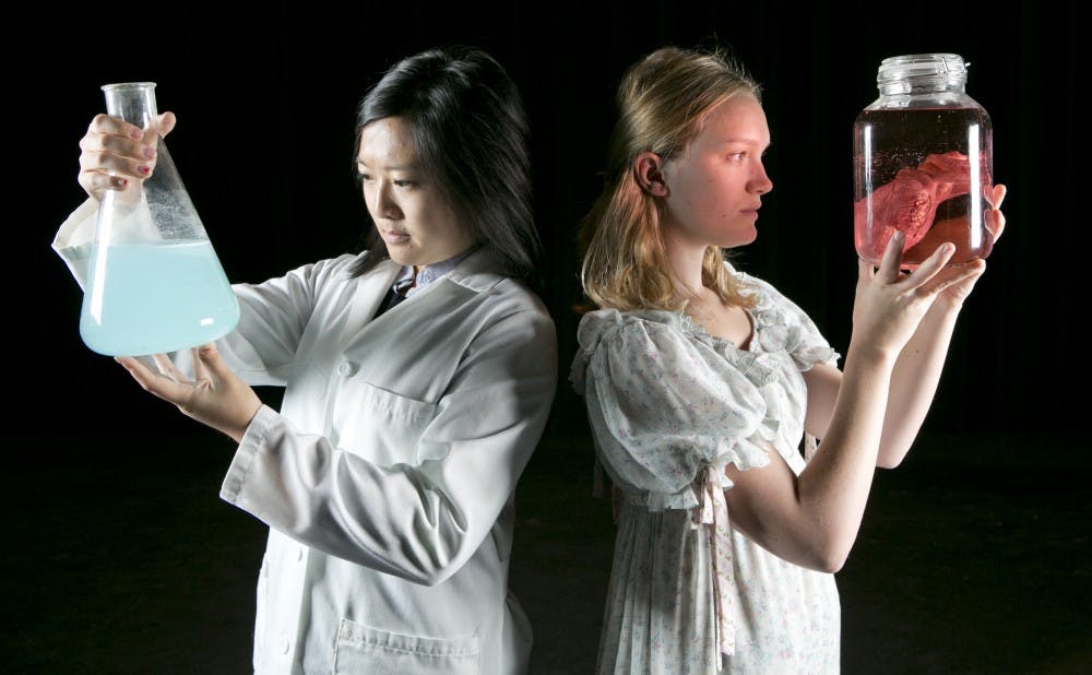 promotional photos for Theater Studies production of "An Experiment with an Air Pump"