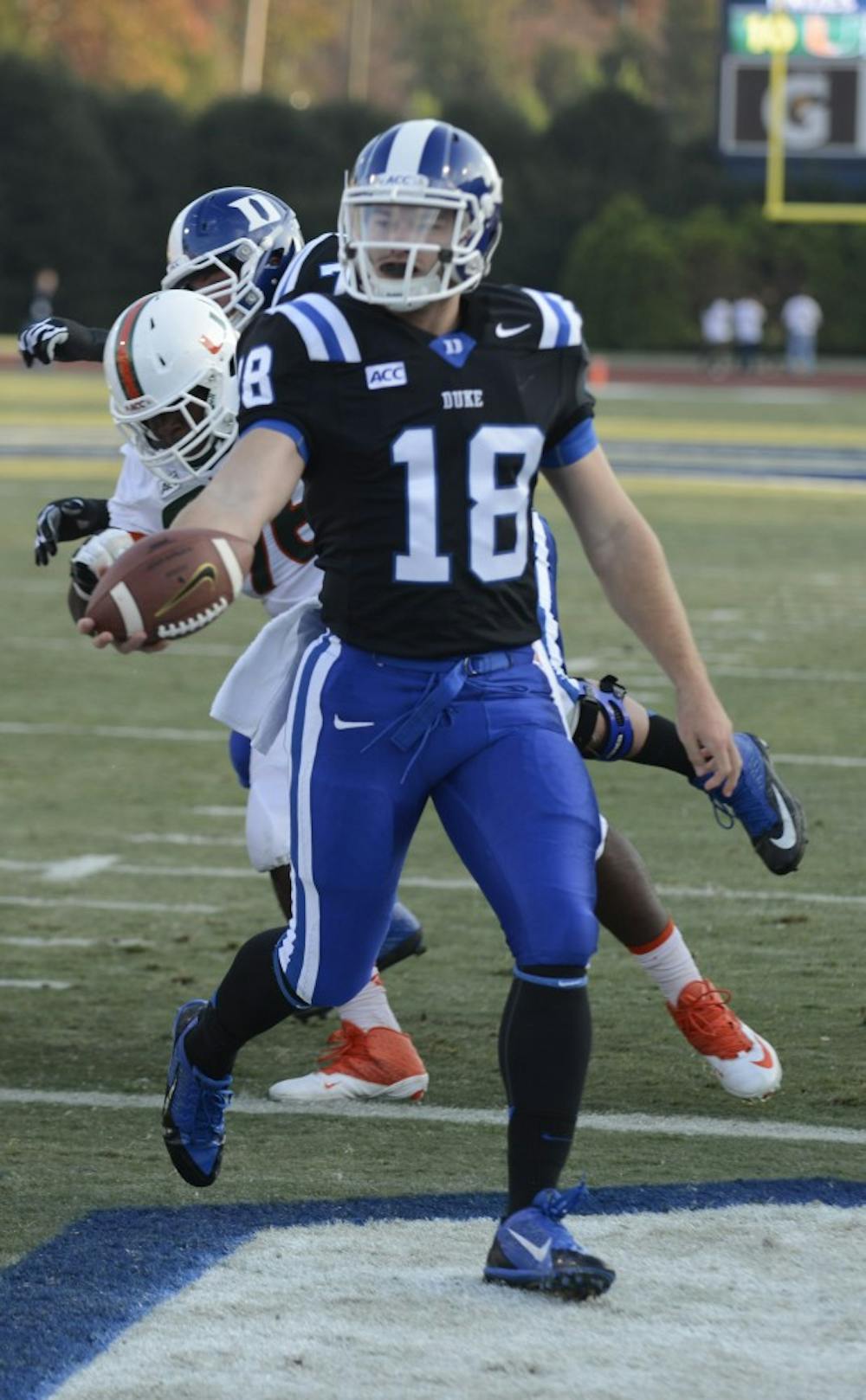 Brandon Connette is Duke's all-time leader with 31 career rushing touchdowns.