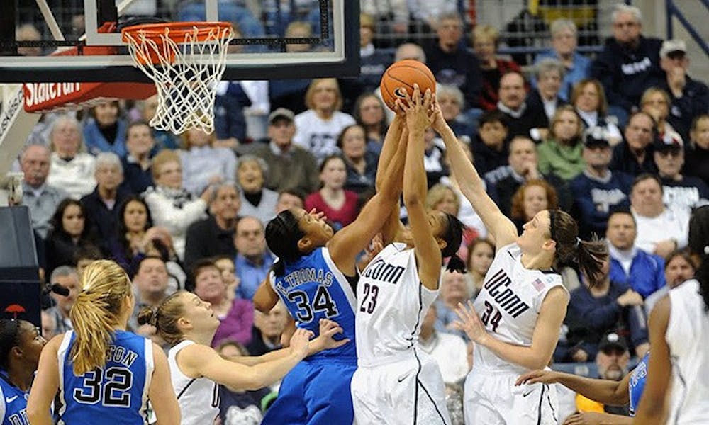 Connecticut broke out with a 23-2 lead and cruised to a dominant 87-51 victory last night in Storrs, Conn.