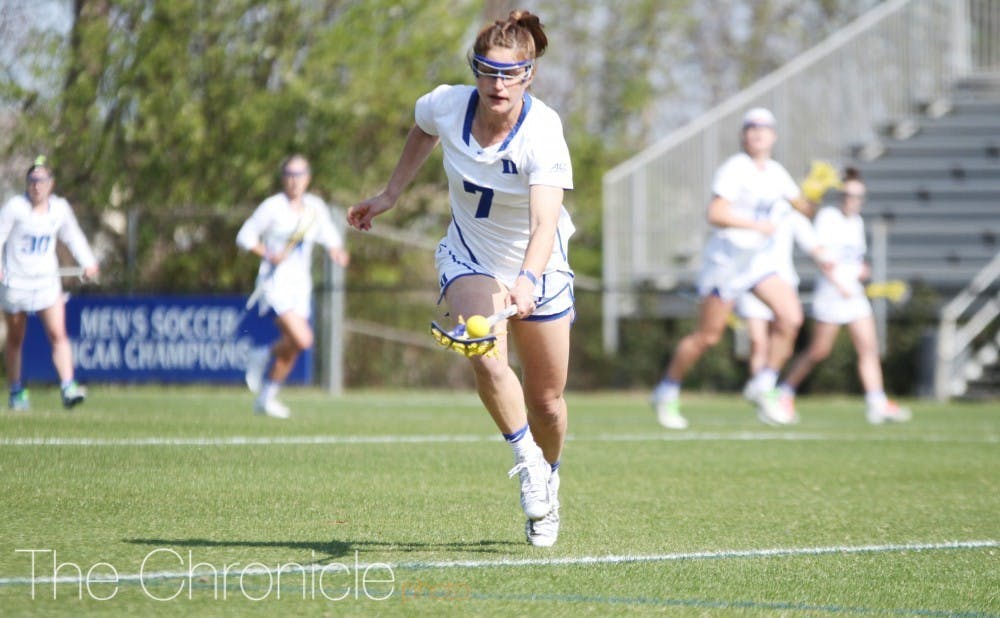 Graduate student Catherine Cordrey led the Blue Devils with four goals Friday.