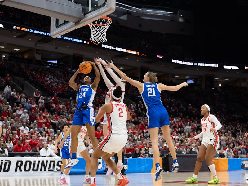 Junior guard Reigan Richardson elevates for a layup in Duke's March 24 win against Ohio State.