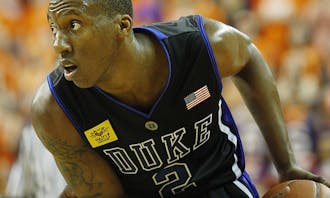Duke guard Nolan Smith, a junior, wears a “Save Haiti” patch on his jersey at Saturday’s basketball game as part of a student-wide movement to raise aid for Haiti.