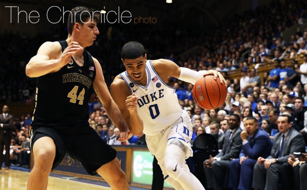 Freshman Jayson Tatum had another strong offensive game, posting 19 points on 6-of-11 shooting, including three 3-pointers.&nbsp;