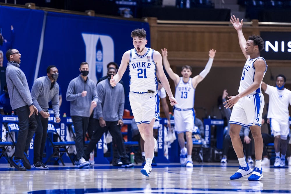 <p>Matthew Hurt and Wendell Moore Jr. played key roles in Duke's victory over Boston College in early January.</p>