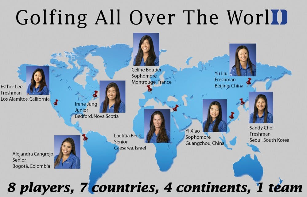 Representing seven countries, this year's Duke women's golf squad may be one of the most geographically diverse teams in the history of Duke athletics.