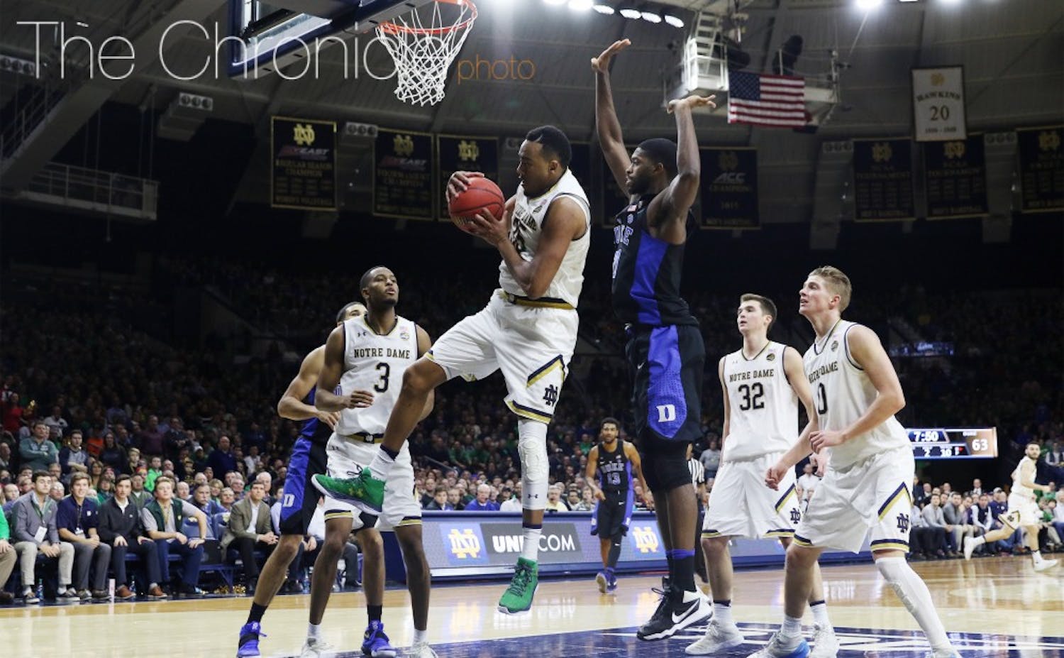 Notre Dame forward Bonzie Colson earned first-team All-ACC honors after keeping his team in the upper echelon of conference powers by gobbling up rebounds and using an array of post moves in the paint.&nbsp;