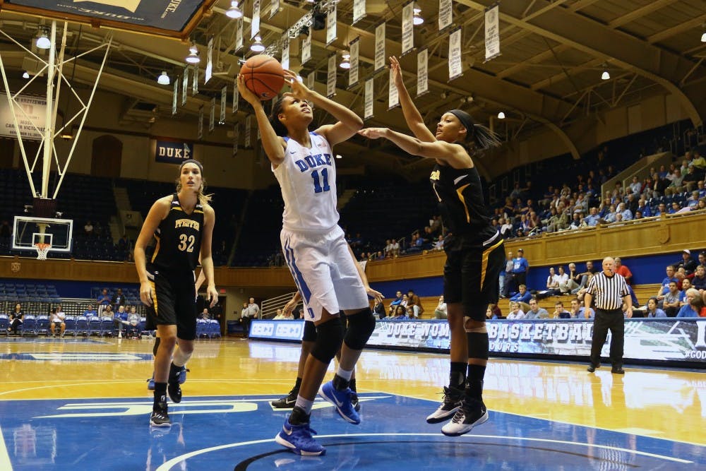 <p>Sophomore Azurá Stevens led the way for the Blue Devils&nbsp;with 29 points on 12-of-13 shooting from the floor in the team's exhibition rout of Pfeiffer Thursday night.</p>