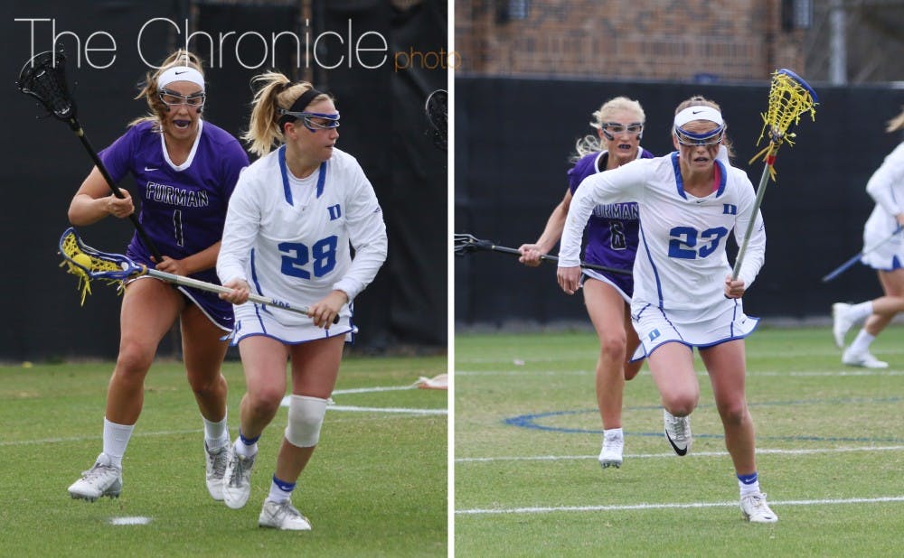 Several Blue Devil tandems have&nbsp;carried on past handshake traditions, including Hayley Shaffer and Maddie Crutchfield.&nbsp;