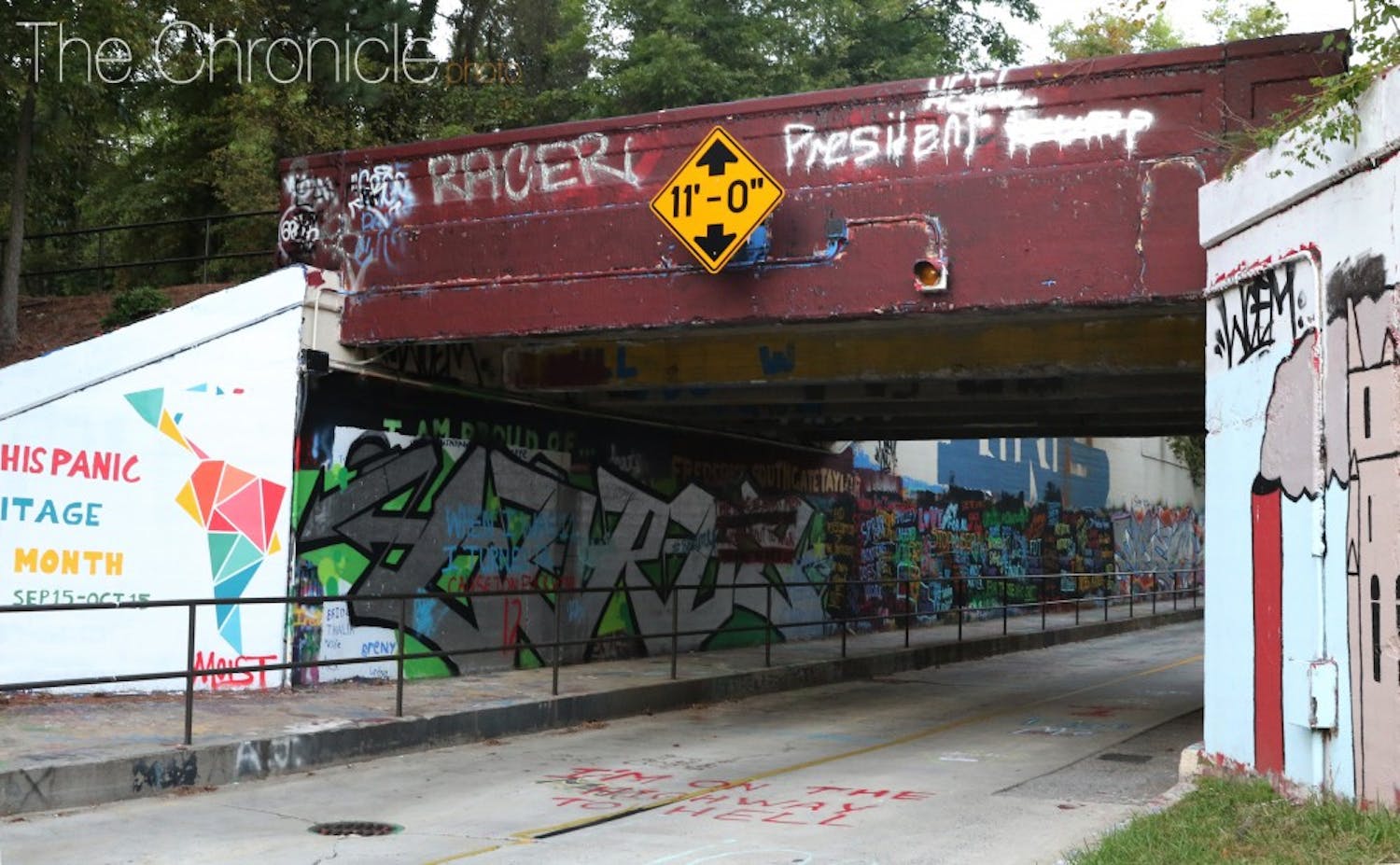 The East Campus bridge. This photo was not taken on the day of the Oct. 19 vandalism incident.