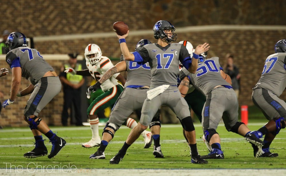 <p>Daniel Jones did not have time to look downfield on most of his passes and only threw for 166 yards Friday night.</p>