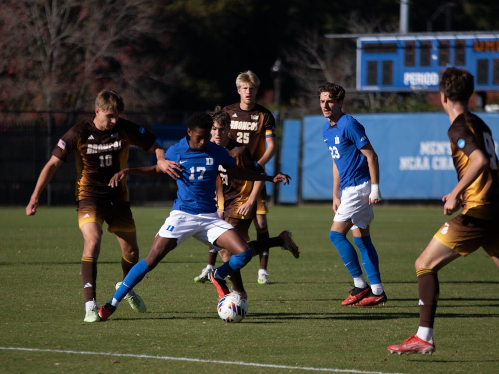 Wayne Frederick (17) holds the ball away from defenders during Duke's loss to Western Michigan in the NCAA tournament.