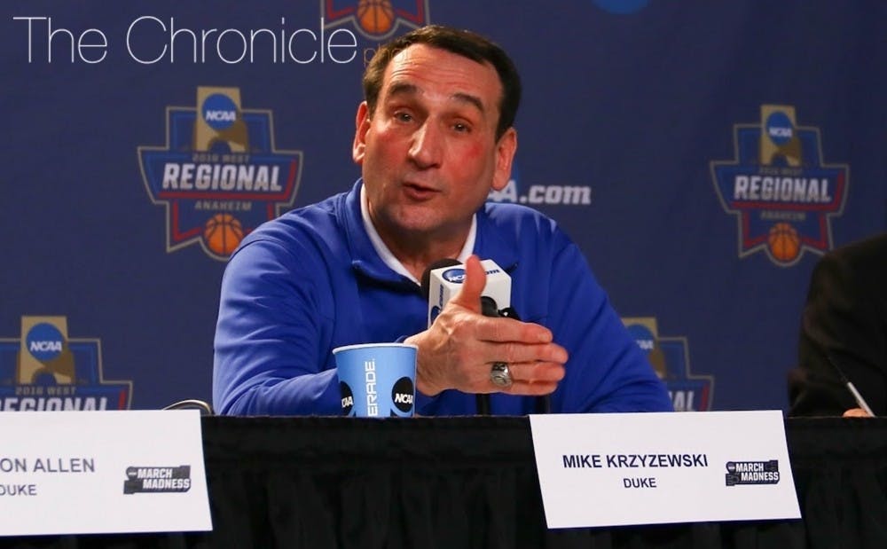 <p>Duke head coach Mike Krzyzewski supported the right of athletes to protest during the national anthem but explained why he and his Team USA players did not.</p>