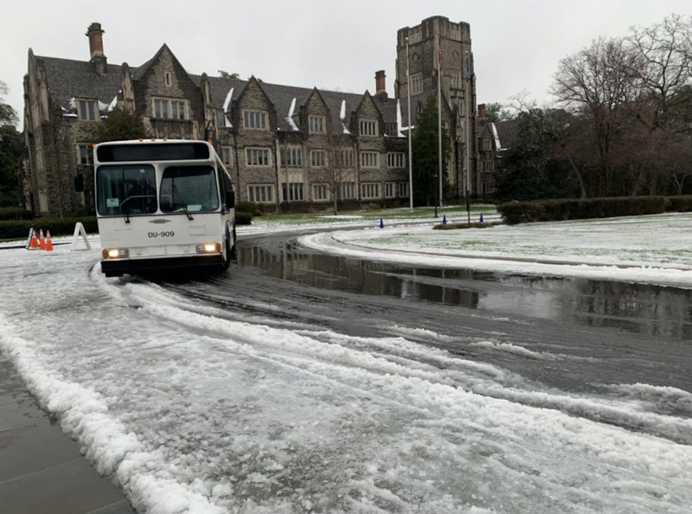 <p>The conditions were slick Sunday as Durham saw snow.</p>