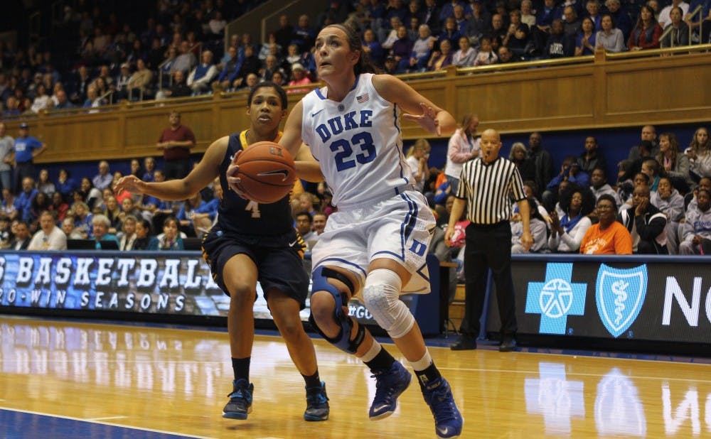 Redshirt freshman Rebecca Greenwell tallied a career-high 22 points and 12 rebounds in Duke’s rout of Marquette Sunday and will look to turn in another solid outing Tuesday against Buffalo.