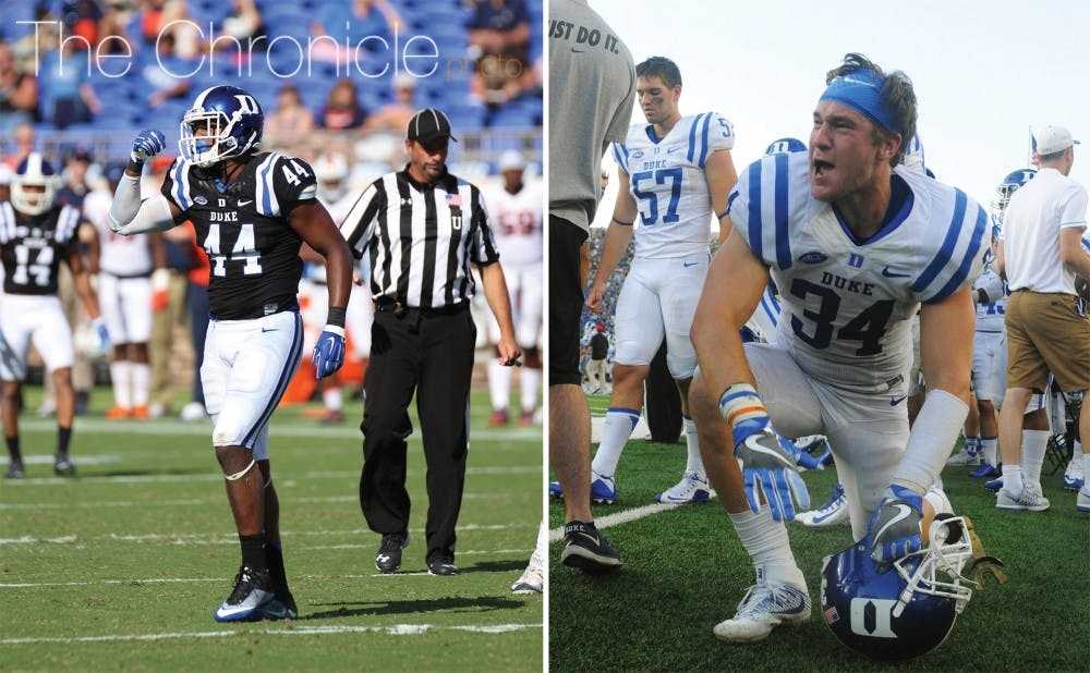 Linebackers Joe Giles-Harris and Ben Humphreys will look to shut down Army’s triple-option attack and get Duke back to .500 this season.