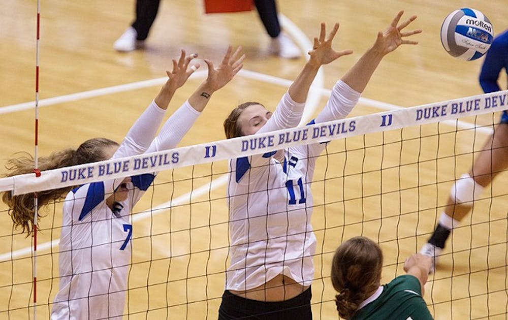 Senior co-captain Christiana Gray notched the highest hitting percentage for Duke this weekend at .455
