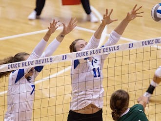 Senior co-captain Christiana Gray notched the highest hitting percentage for Duke this weekend at .455