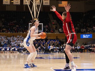 Kennedy Brown prepares to shoot during Duke's home win against N.C. State.