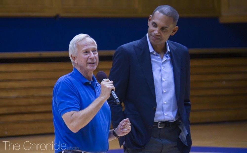 <p>Grant Hill (right), Duke's first Hall of Fame basketball player, discusses what he's learned from his latest project.</p>