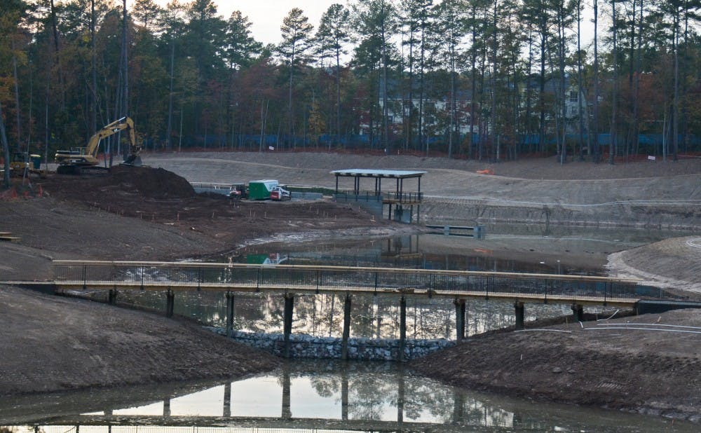 Plans for the reclamation pond began after a severe drought in 207.  The structure of the pond is completed and is beginning to fill with water.