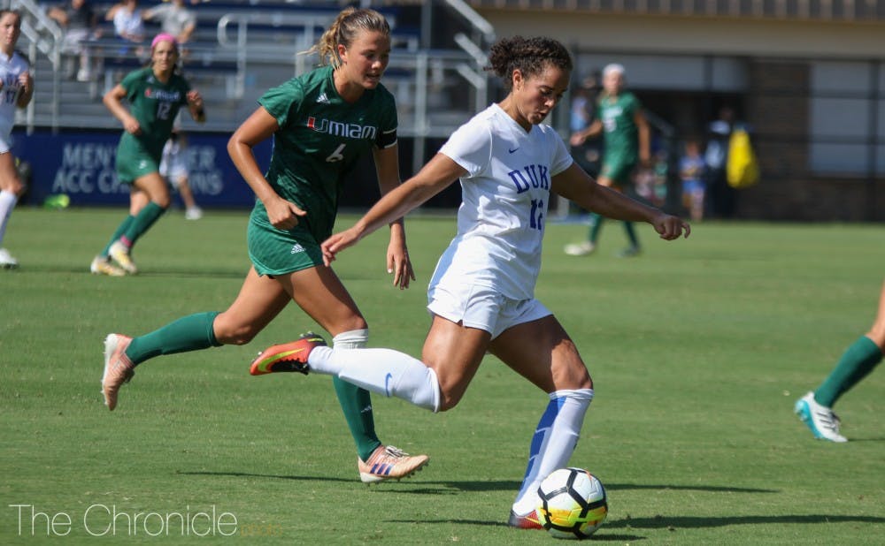 After Duke played a dominant but scoreless first half, Kayla McCoy opened the floodgates with a goal in the 52nd minute.