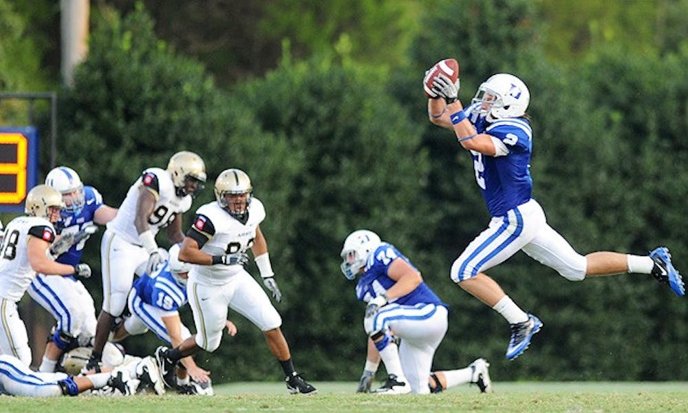 Junior Connor Vernon led the Blue Devils with 973 receiving yards on 73 receptions last fall.