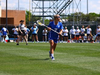 Maddy Acton was one of three Blue Devils with multiple goals in Thursday's 9-8&nbsp;ACC tournament quarterfinal win against Virginia.&nbsp;