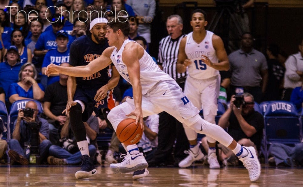 <p>Guard Grayson Allen elected to skip the NBA Draft to return to Duke but his image has taken a hit due to three separate tripping incidents in 2016.&nbsp;</p>