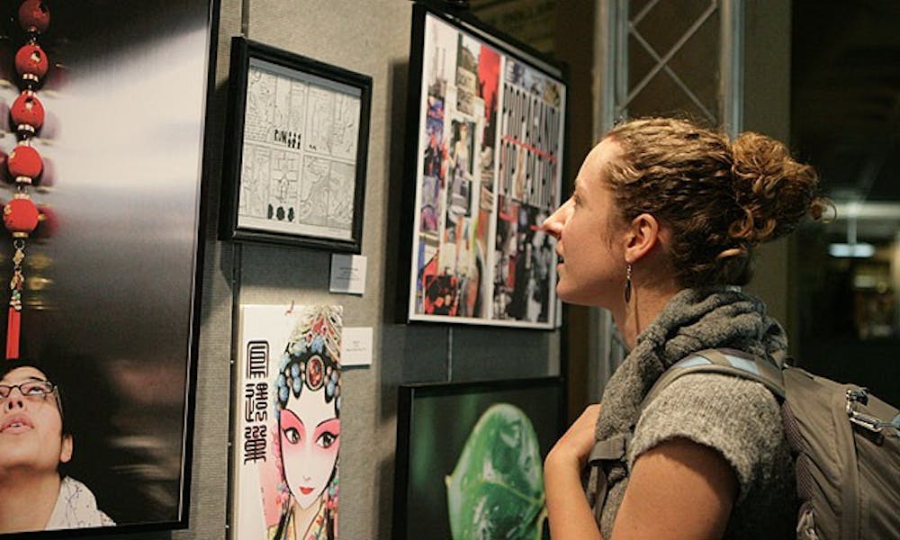 The Duke Arts Festival exhibit in the Bryan Center includes a wide variety of student art.