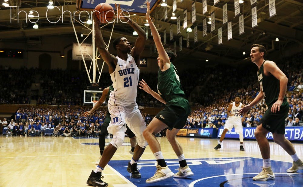 <p>Graduate student Amile Jefferson posted his third straight double-double Wednesday.</p>
