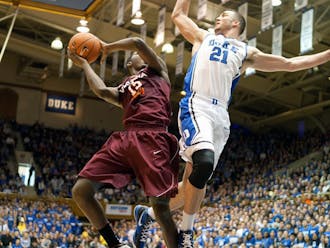 Miles Plumlee had 15 rebounds in the Blue Devils' win over the Hokies Saturday.