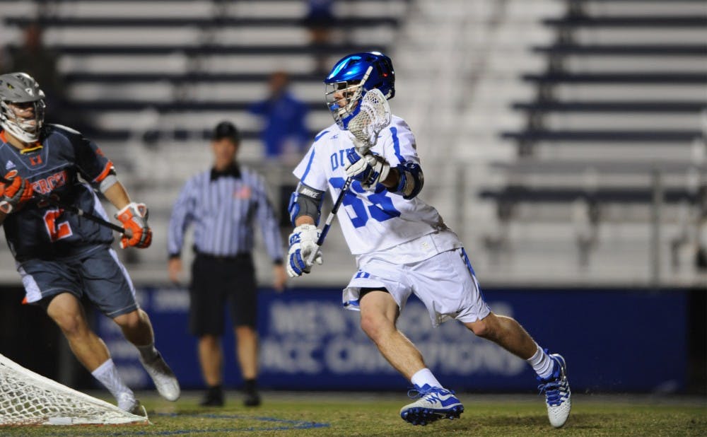 <p>Sophomore Justin Guterding led the Blue Devils with six points during his homecoming trip to Long Island, but Harvard held Duke scoreless for more than 30 minutes Saturday to pull the upset.</p>