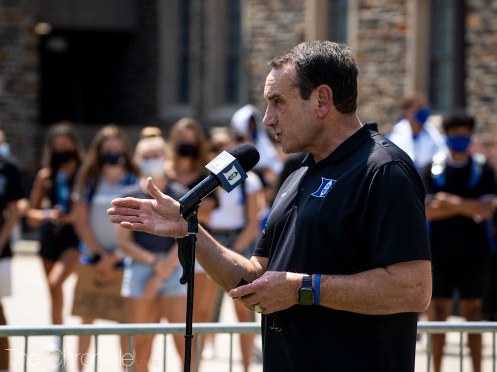 Coach K has been putting his offseason to use on social media, from being featured on podcasts to making Instagram videos on voting.