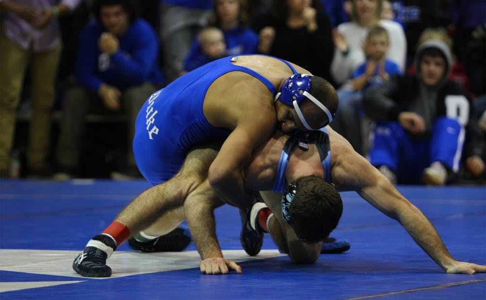 Redshirt junior Marcus Cain was one of only two Blue Devils to win both matches this weekend.