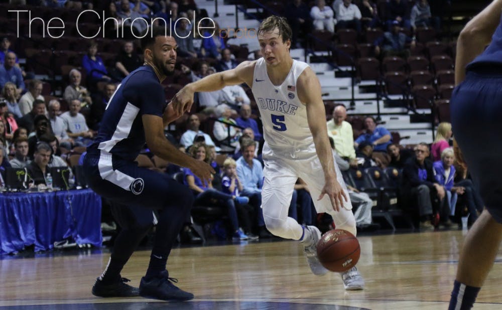 <p>Luke Kennard played all 40 minutes and was one of five Blue Devils who scored in double figures Saturday.</p>
