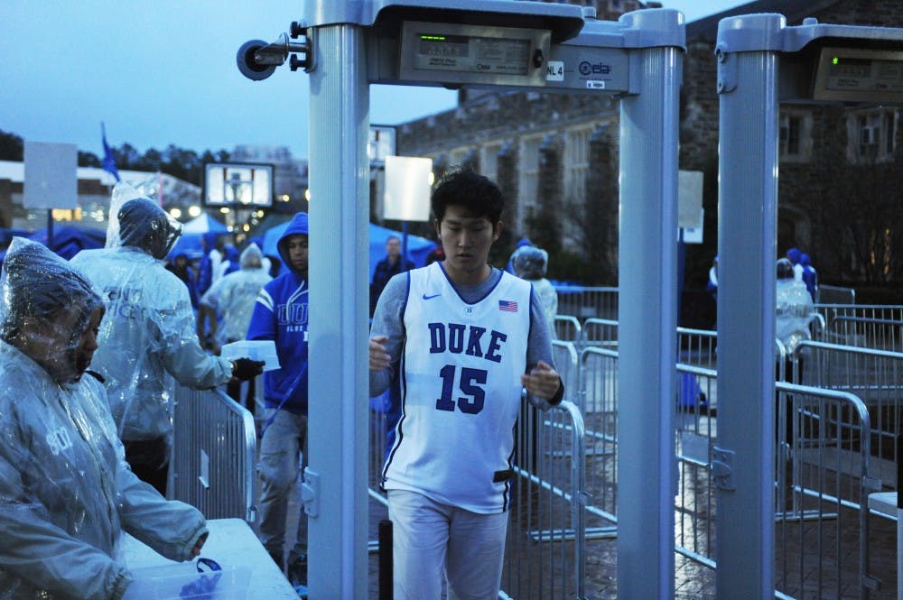 <p>Fans for men's basketball games now have to pass through metal detectors before entering Cameron Indoor Stadium, but administrators have reported no delays so far.&nbsp;</p>