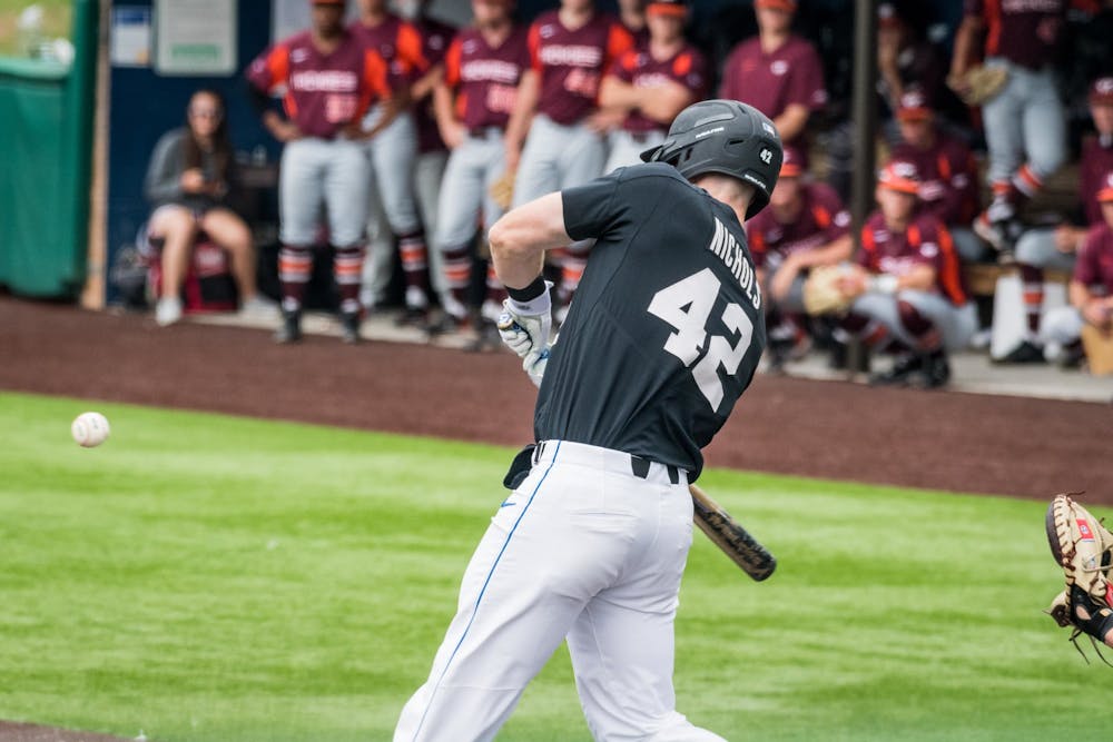 Erikson Nichols had the walkoff hit Sunday to complete the series sweep of Virginia Tech.
