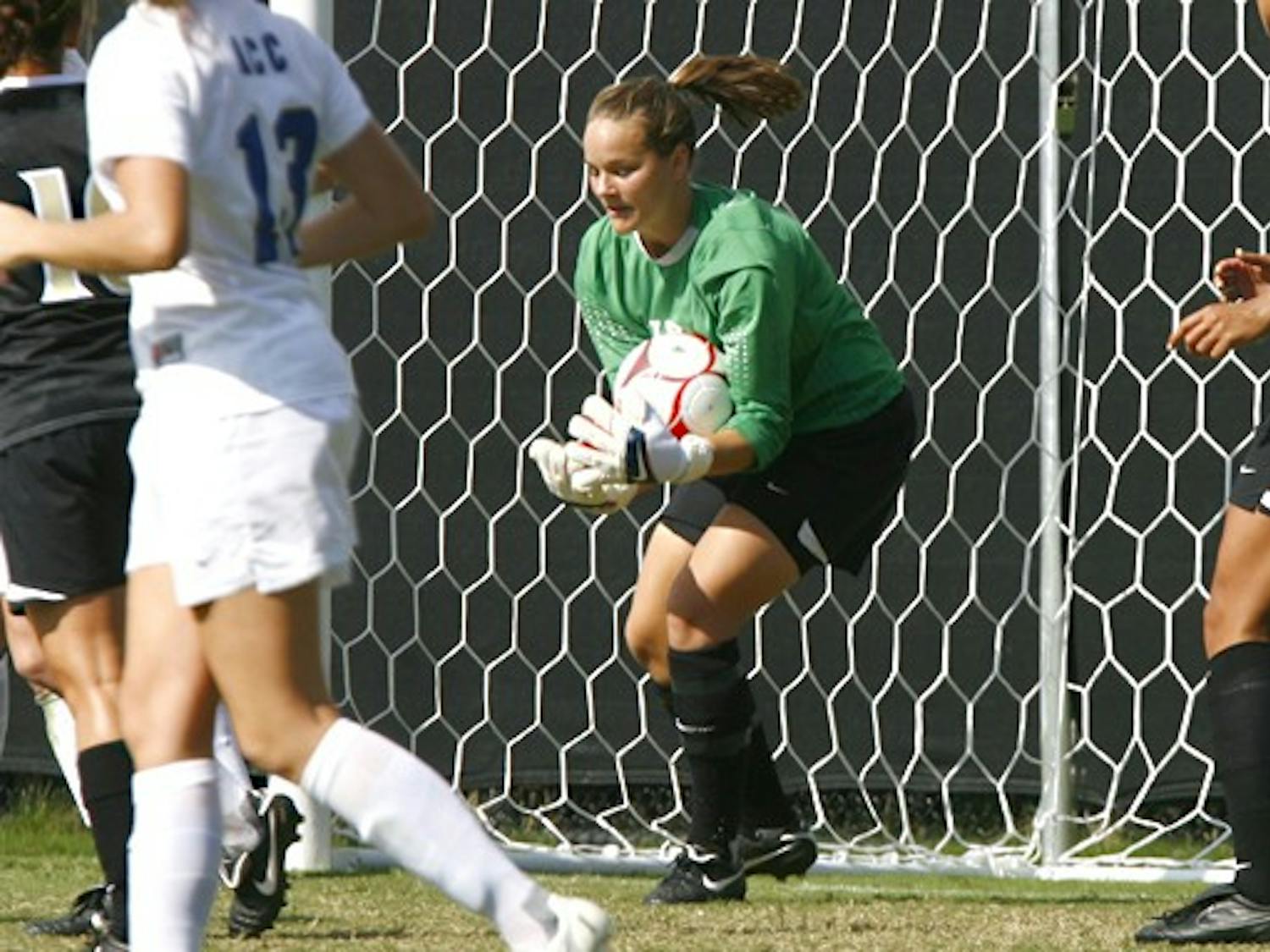 Freshman goalkeeper Tara Campbell made eight saves as the Blue Devils played No. 5 Florida State to a scoreless tie Sunday.