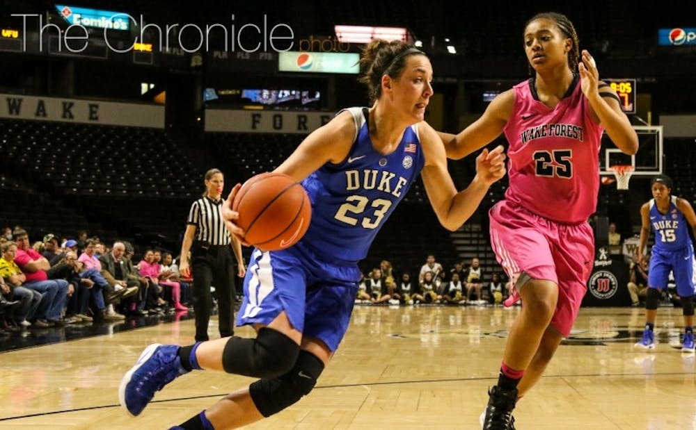 <p>Redshirt junior Rebecca Greenwell has found her shooting stroke in the second half of ACC play this year, giving Duke two dynamic perimeter scorers.&nbsp;</p>