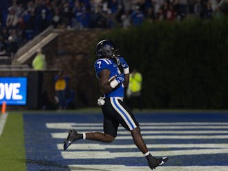Running back Jordan Waters trots into the end zone against N.C. State.